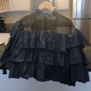 Gracia Mesh Ruffled Top